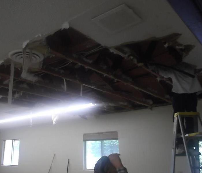 storm damaged ceiling