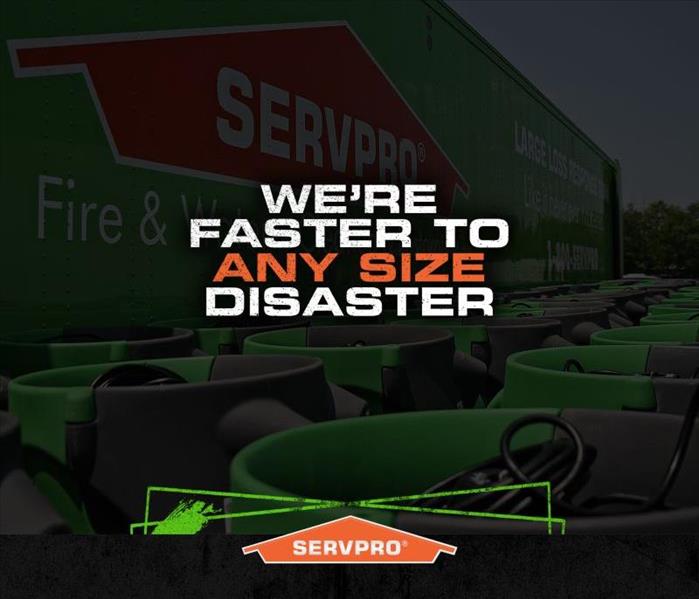 Faster to any size disaster - green SERVPRO vehicles